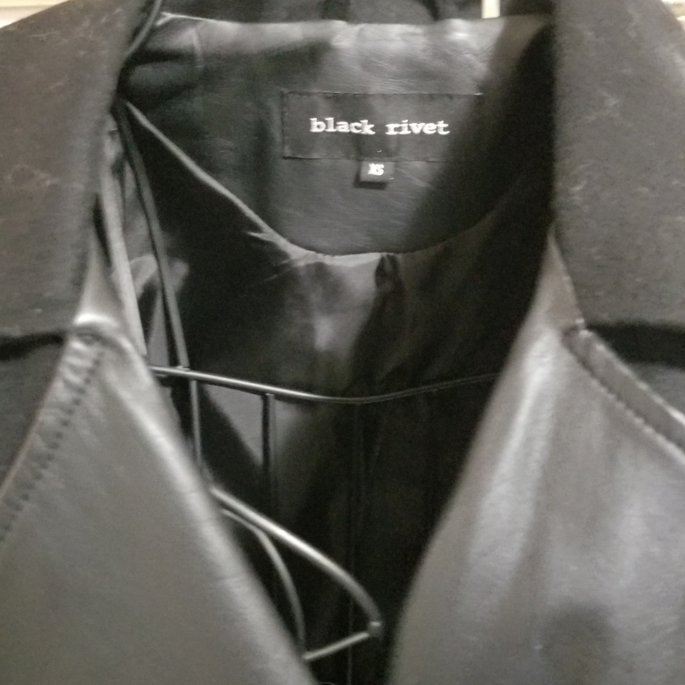 Black Rivet Wool Blend Motorcycle Jacket. Size: XS. - Picture 4 of 7